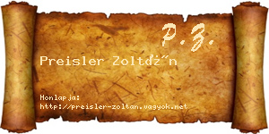 Preisler Zoltán névjegykártya