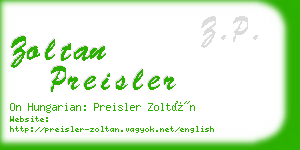 zoltan preisler business card